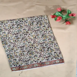 Kalamkari Block Print Silk Saree Floral