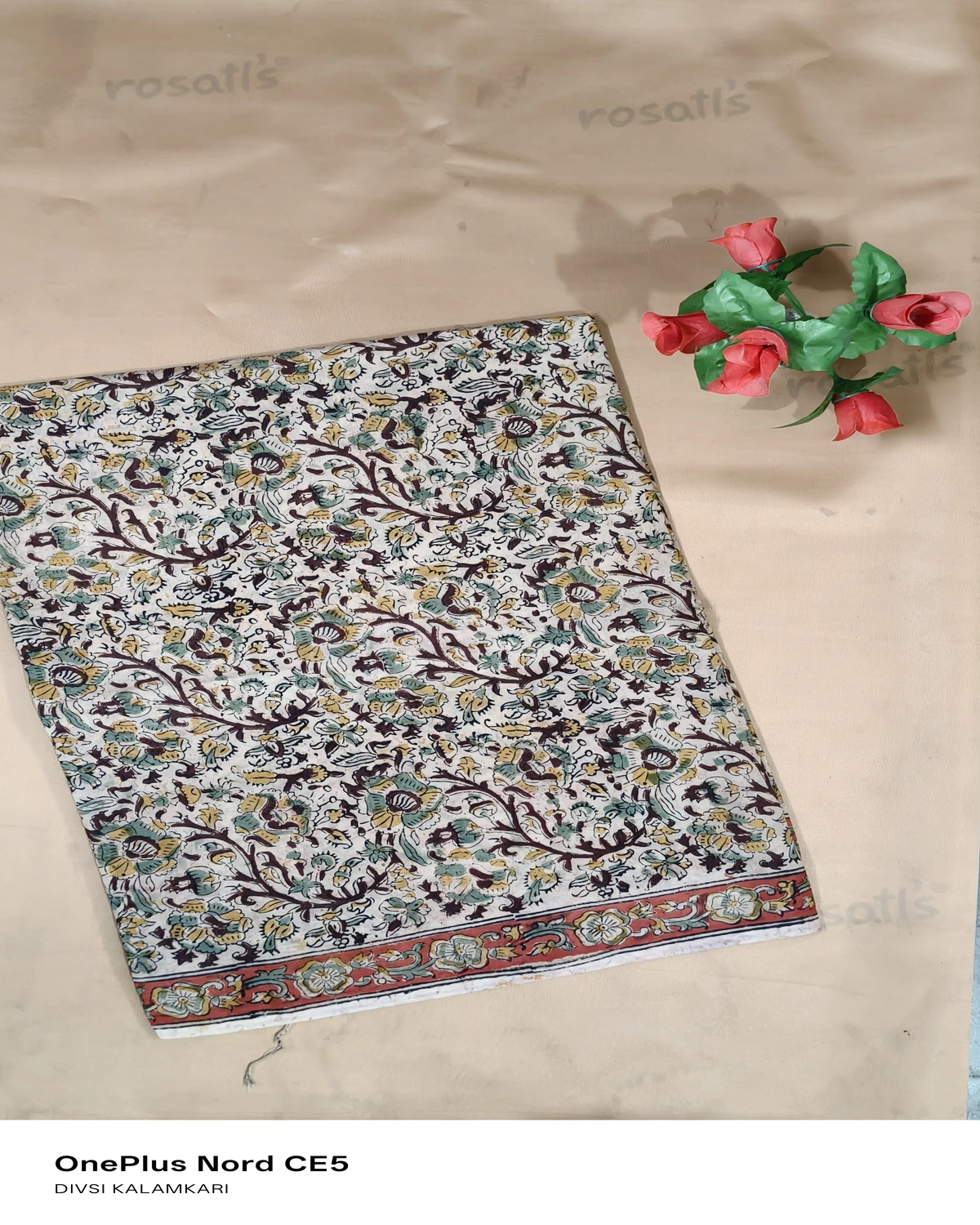 Kalamkari Block Print Silk Saree Floral
