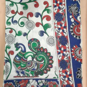 Kalamkari Cotton Saree Two Peacock Vines