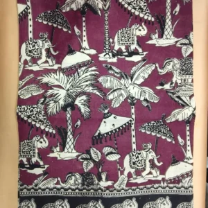 Kalamkari Cotton Saree Banana Plant Pink