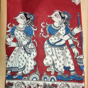 Kalamkari Cotton Saree Rokali Design Red