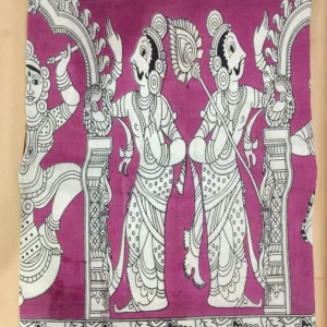 Kalamkari Cotton Saree Pink Ancient Pics