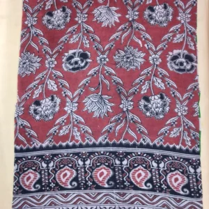 Kalamkari Cotton Saree Rose Red Kappu