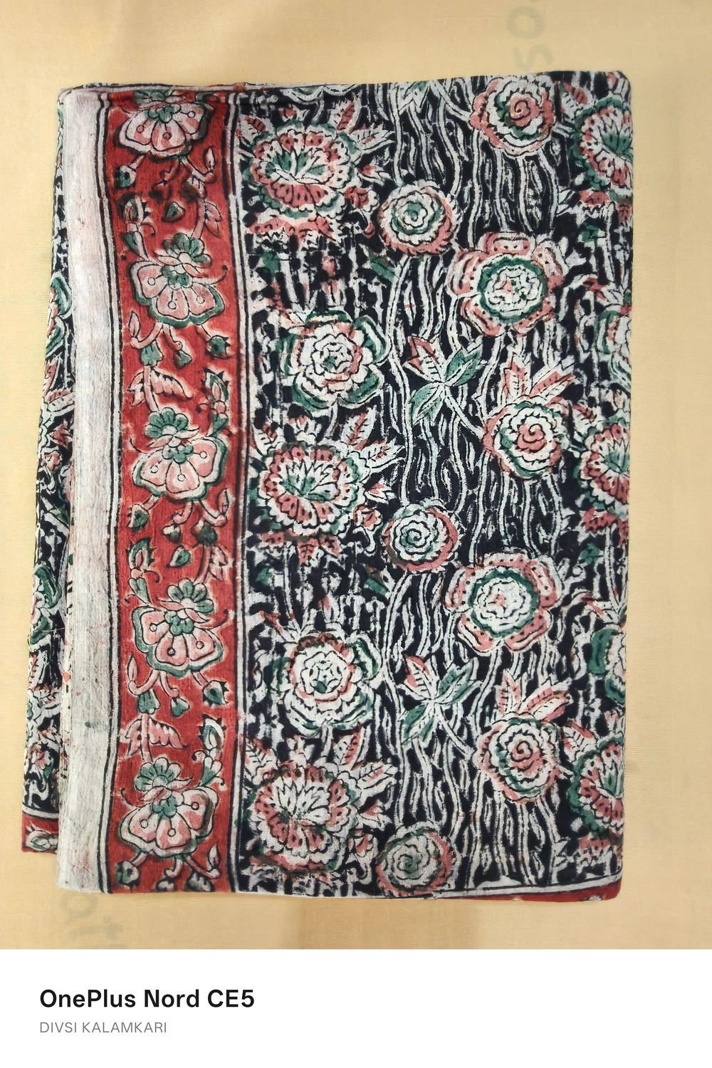 Kalamkari Block Print Cotton Saree Rose Lpink Green Black