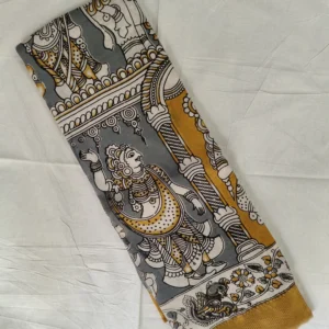DIVSI Kalamkari Nizam Border Silk Saree Ram grey