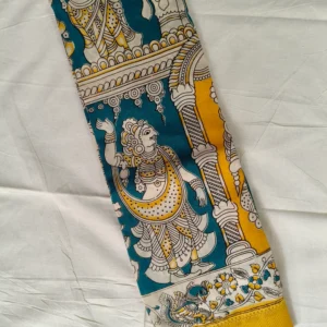 DIVSI Kalamkari Nizam Border Silk Saree Ram sky blue