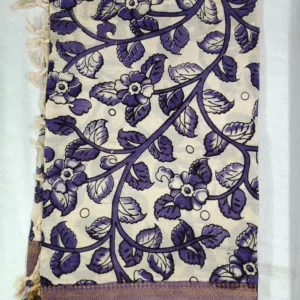 Kalamkari Silk Dupatta with Woven Nizam Border periwinkle Blue