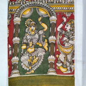 Pedana Kalamkari Silk Dupatta with Woven Nizam Border Ramayan