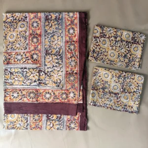 Pedana Kalamkari Hand Block Single Bed Sheet Colored Shanku– 60 x 90 in